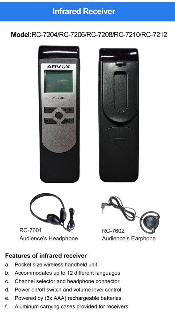 RC-7000 Series IR wireless simultaneous language distribution system 4/6/8/10/12 channel manufacture