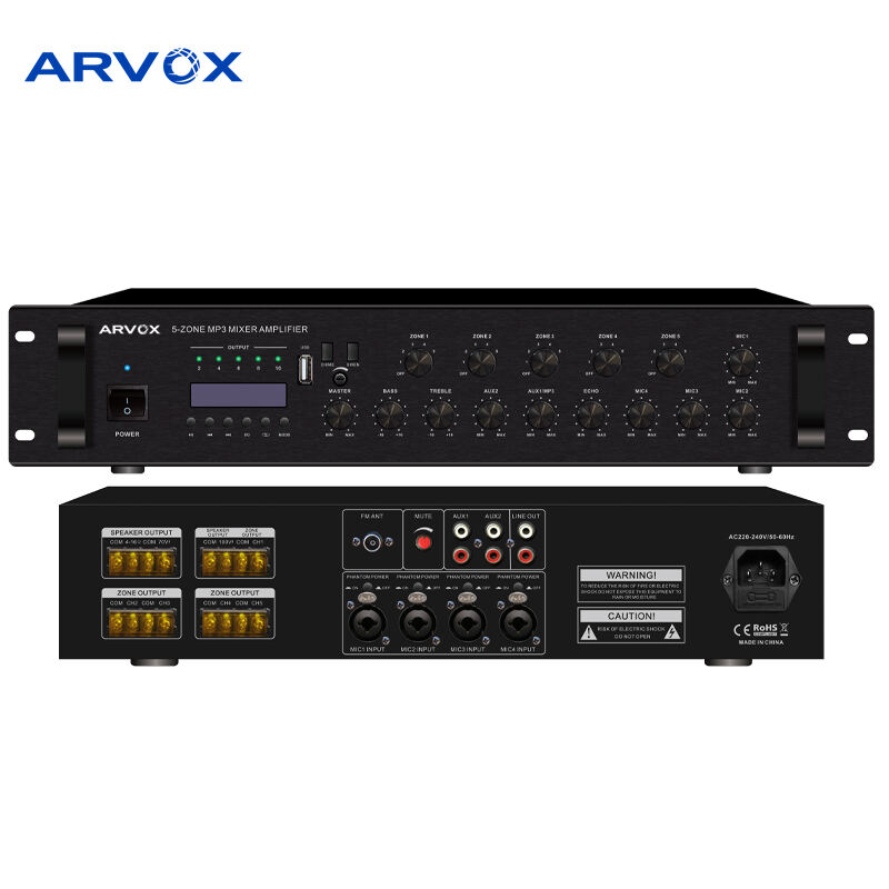 RBX-5060MT/5012MT/5024MT/5036MT 5-Zone MP3 Mixer Amplifier with Chime /Siren/48V phantom power / Combine Mic input