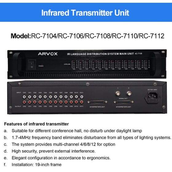 RC-7000 Series IR wireless simultaneous language distribution system 4/6/8/10/12 channel manufacture