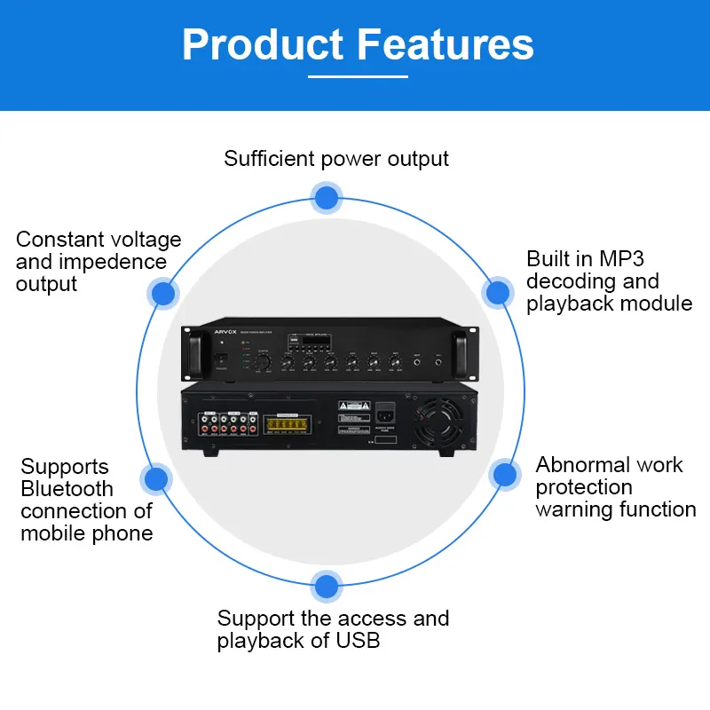 RS-060W/120W/240W/360/500W MP3 Mixer amplifier with bluetooth / FM tuner