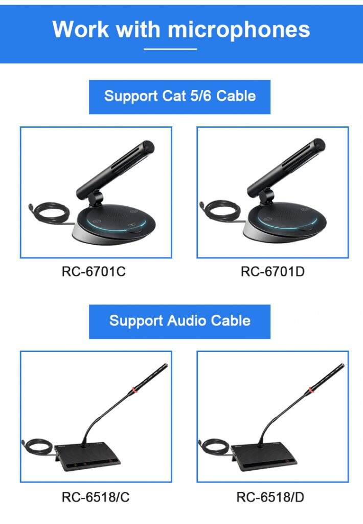 Professional meeting room discussion video tracking camera audio video wired digital conference system manufacture