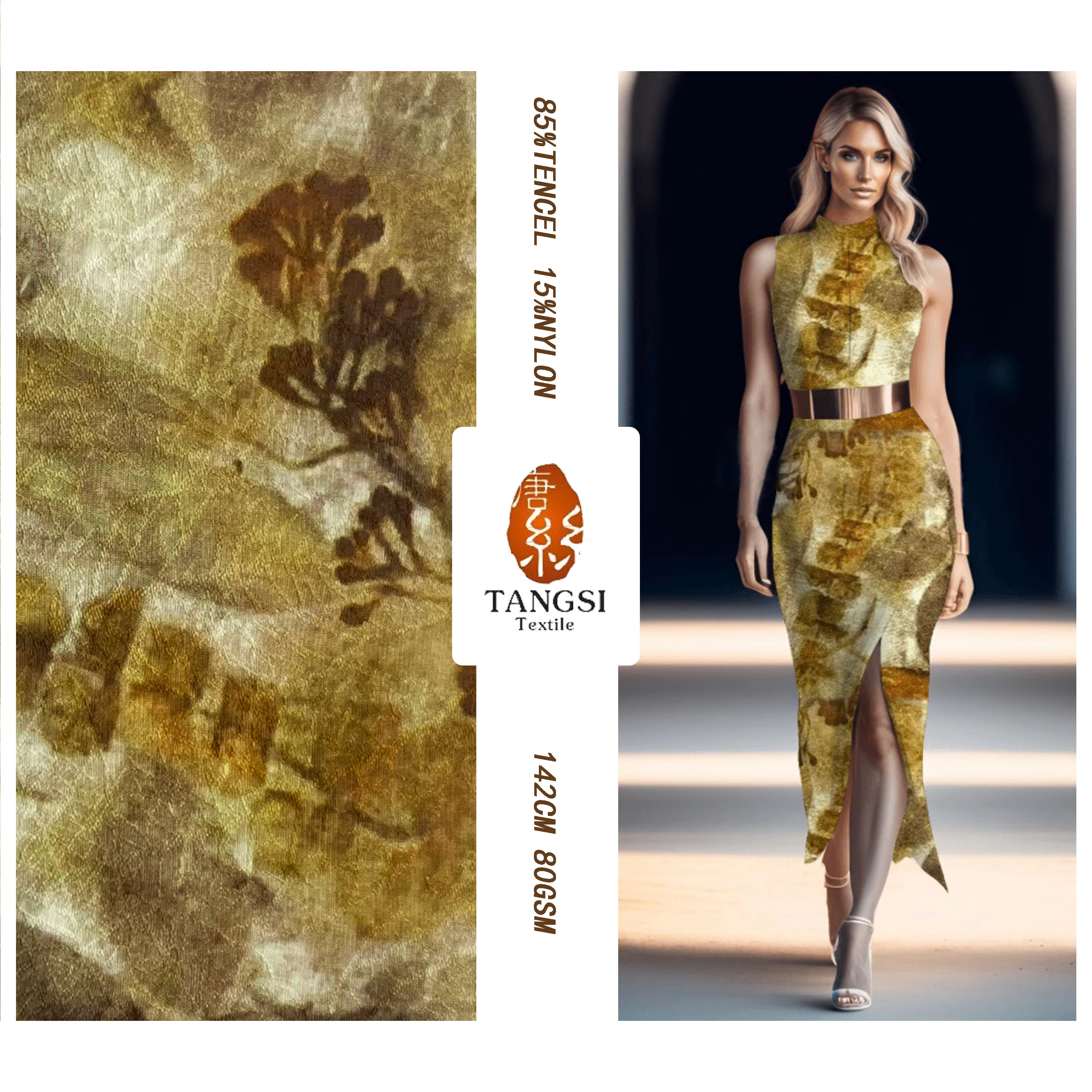 High Quality Wholesale Factory Woven Printed Jacquard Fabrics TENCEL NYLON for Girls Women's Clothing Dresses Shirt details