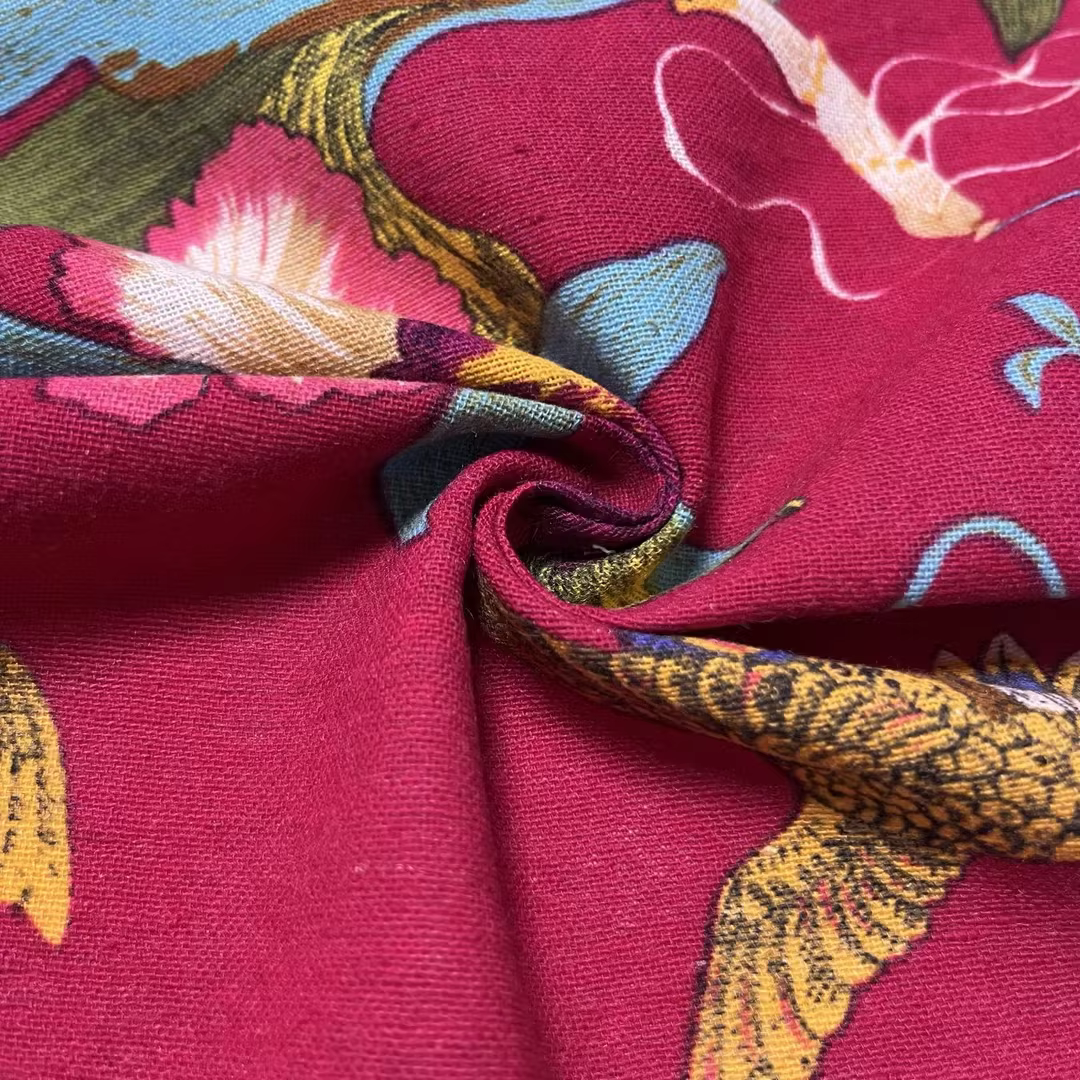 Chinese Factory Wholesale New Woven Digital Printed Fabric Floral Pattern Cotton Linen for Girls Women's Clothing Dress Shirt details