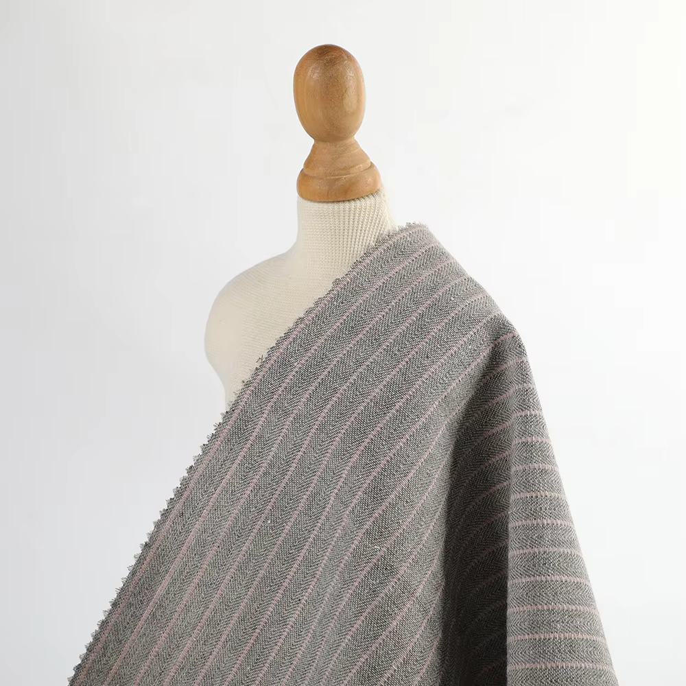 China New Trend Design Cheap Price Stripe Pattern Yarn Dyed Fabric 205GSM Cotton Linen for Girls Women's Clothing Dress Shirt manufacture