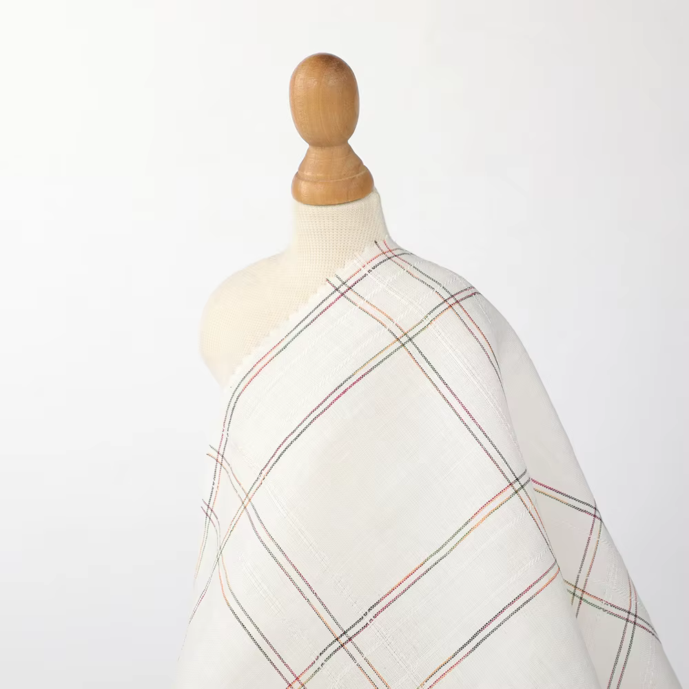 Factory Custom Beautiful Fashionable Design 100% Ramie Jacquard Yarn Dyed Fabric Woven for Boys Dress Wholesale Production linen fabric supplier