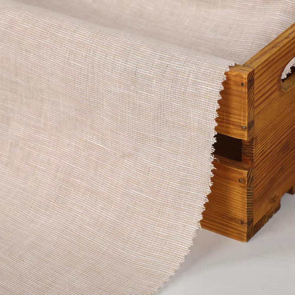 Direct Factory Sales Women's Clothing Organic Linen Cotton Yarn-Dyed Fabrics Solid Color Blouse T-Shirt Dress Woven Stretch details