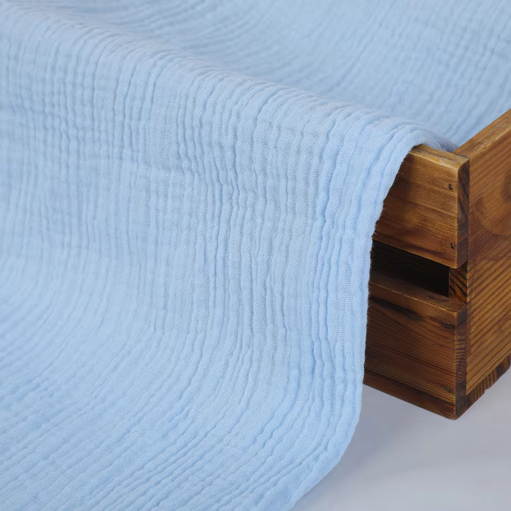 High Quality Wholesale Factory Woven Fabric Solid Color Crinkle Fabric Pure Cotton for Girls Women's Clothing Dress Shirt details