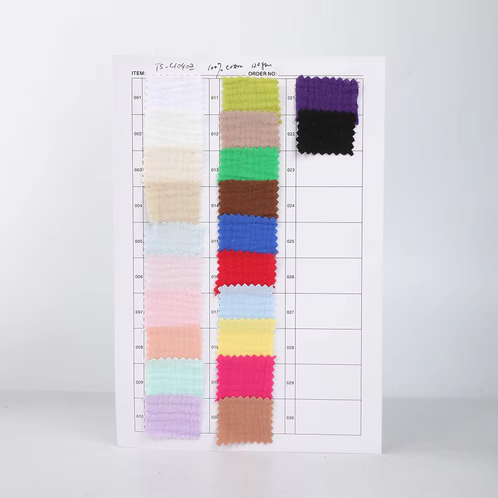 High Quality Wholesale Factory Woven Fabric Solid Color Crinkle Fabric Pure Cotton for Girls Women's Clothing Dress Shirt manufacture