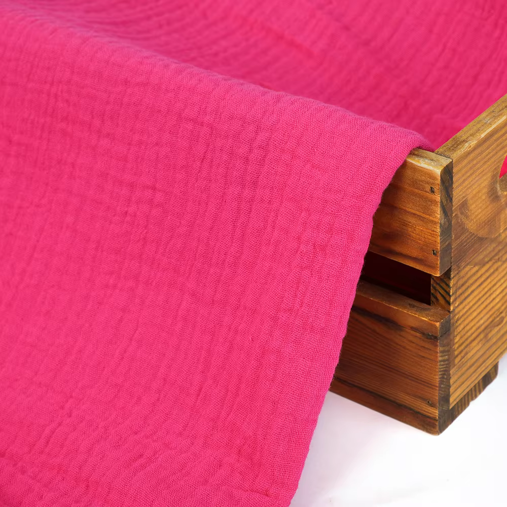 High Quality Wholesale Factory Woven Fabric Solid Color Crinkle Fabric Pure Cotton for Girls Women's Clothing Dress Shirt supplier