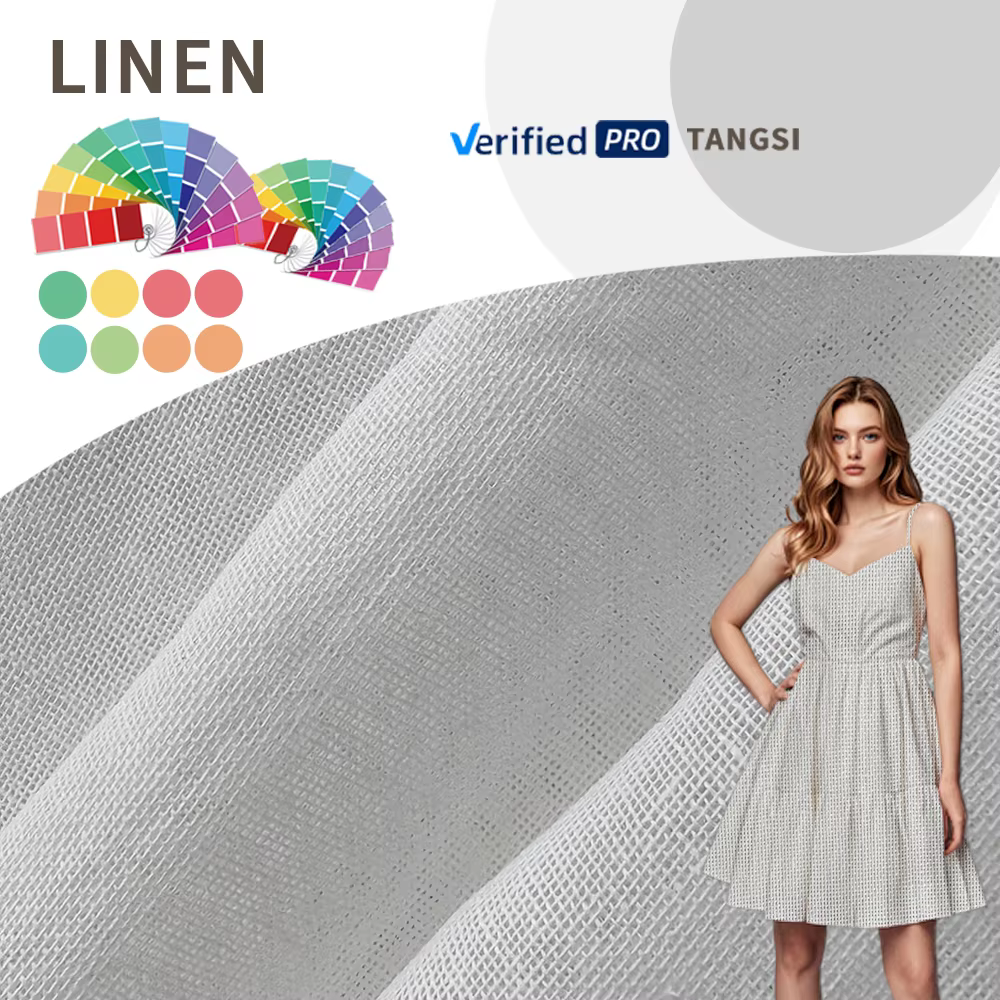 Women's Clothing Factory Direct Sales Prepare Dye Breathable Fabrics Linen Ramie Cotton for Girls Women's Clothing Dress Shirt supplier