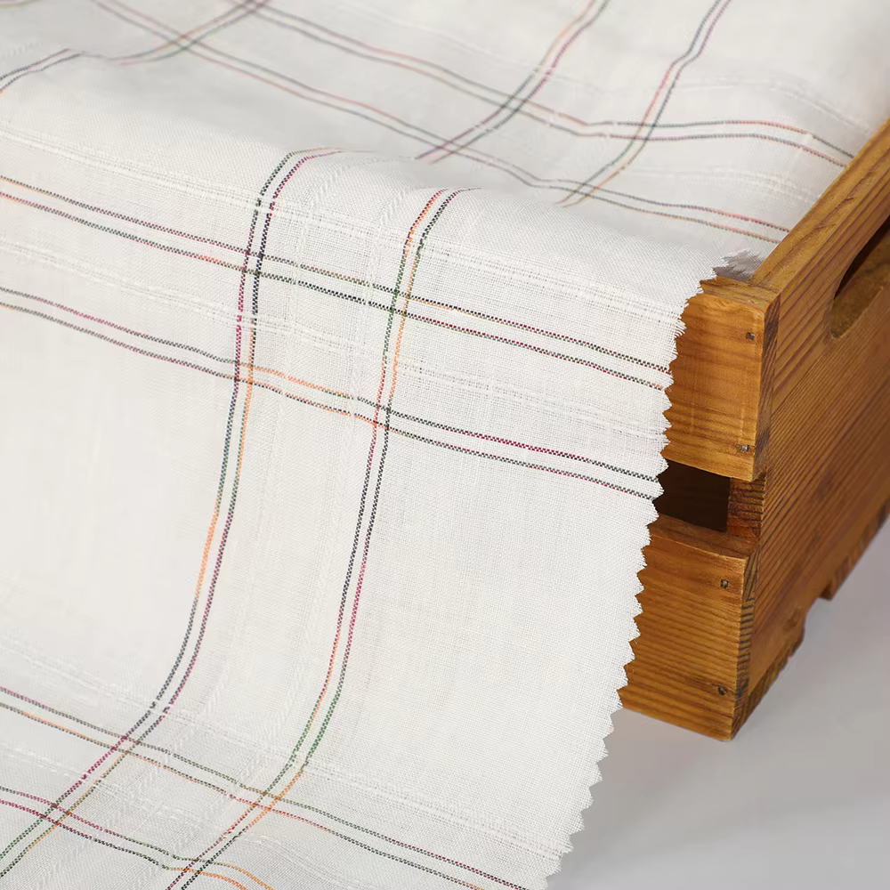 Factory Custom Beautiful Fashionable Design 100% Ramie Jacquard Yarn Dyed Fabric Woven for Boys Dress Wholesale Production linen fabric manufacture