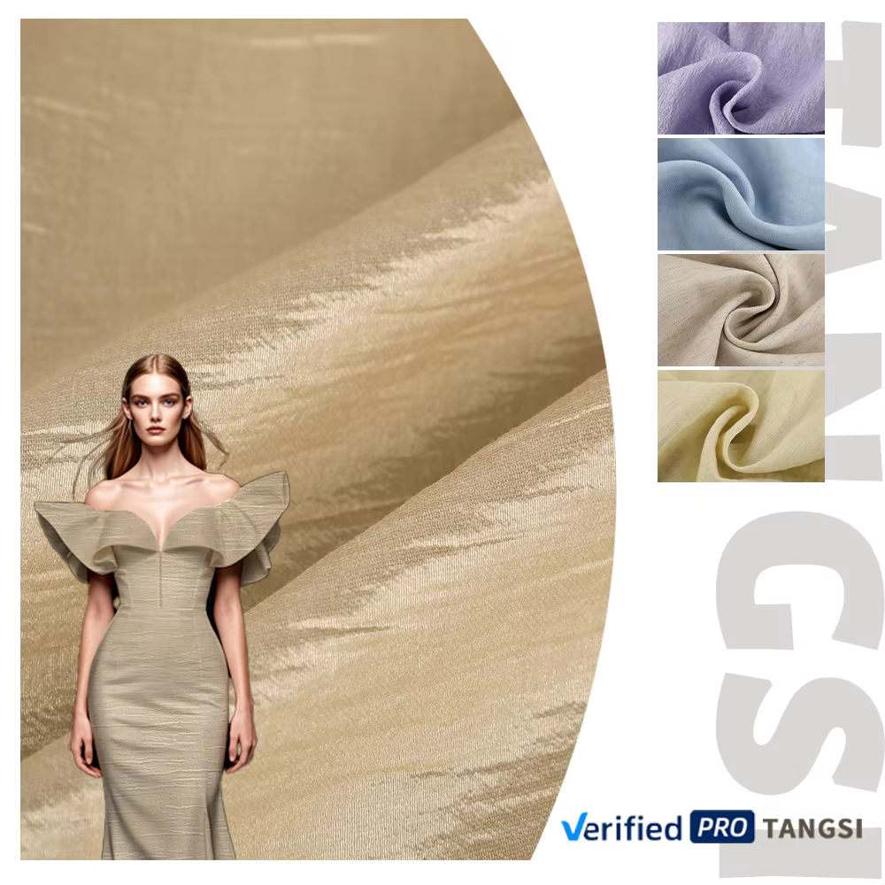 High Quality Fashion Wholesale Solid Color Smooth Blended Polyester Acetate Tencel Crepe Dress Fabric