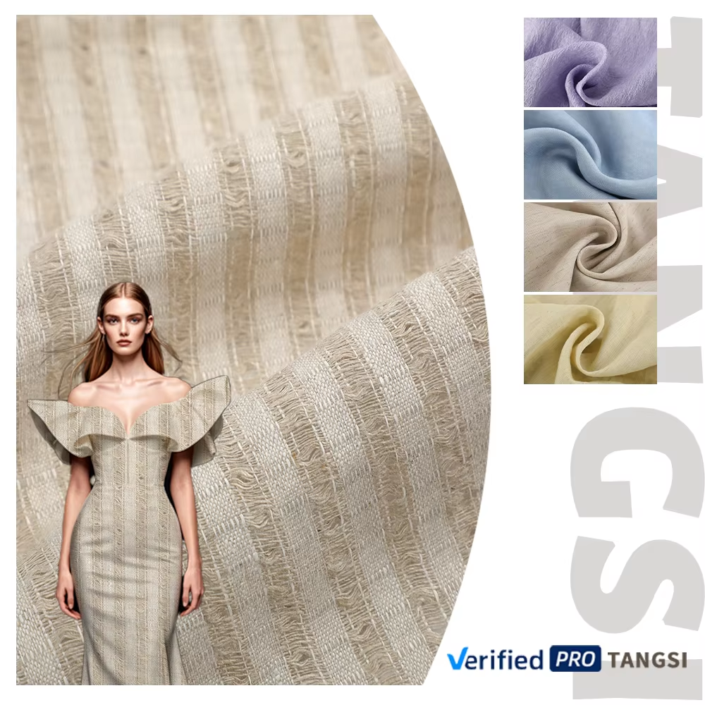 Le look classique du lin teint fil en textiles d'ameublement