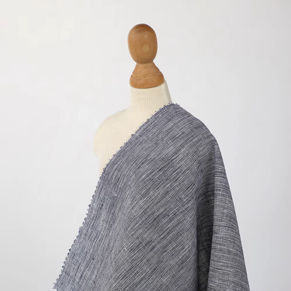 Direct Factory Sales Women's Clothing Organic Linen Cotton Yarn-Dyed Fabrics Solid Color Blouse T-Shirt Dress Woven Stretch factory