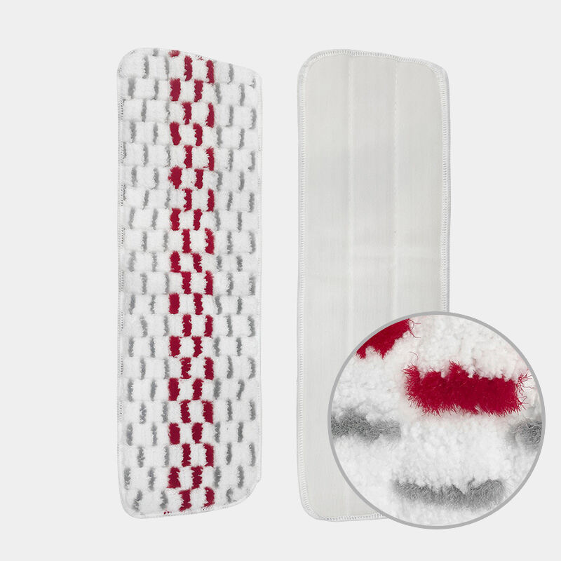 Rød og hvit utskiftbar mikrofiberdampmoppeklut