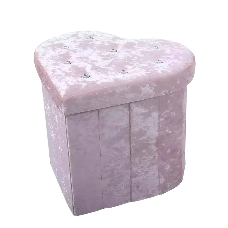 Factory Wholesale Modern Customizable Foldable  Durable Space Saving Heart Shape Diamond Velvet Storage Stool Living Room