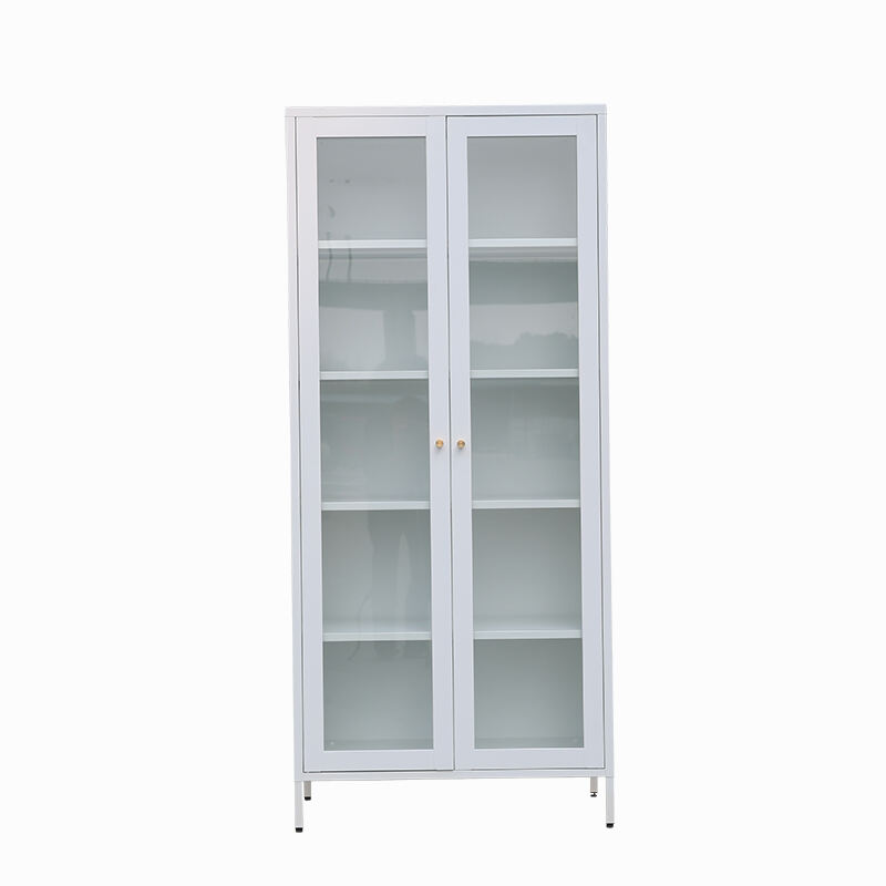 Glass Door Metal Home Storage Furniture Glass Door Modern Style Living Room Display Cabinet