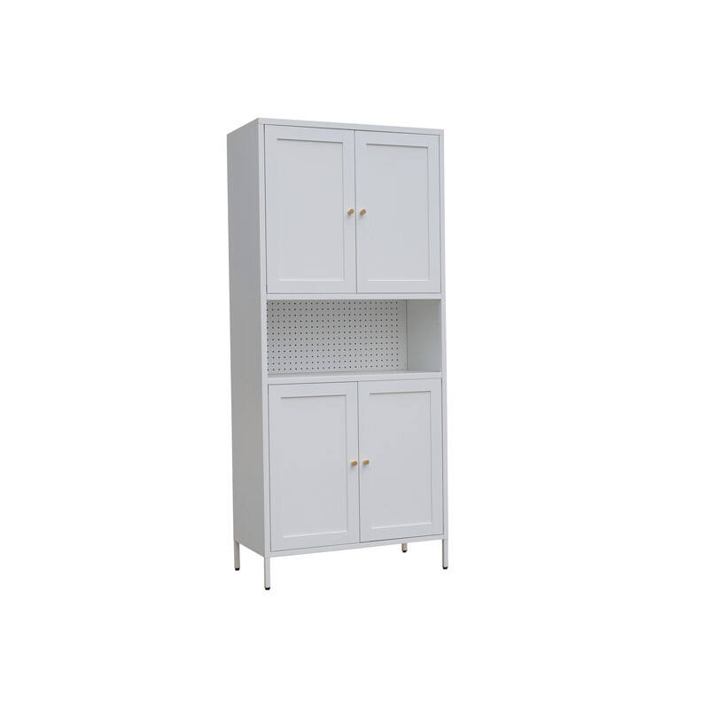 Living Room Steel Storage Corner Cabinet Kitchen Dinning Room Metal Bookshelf with Adjustable Shelves