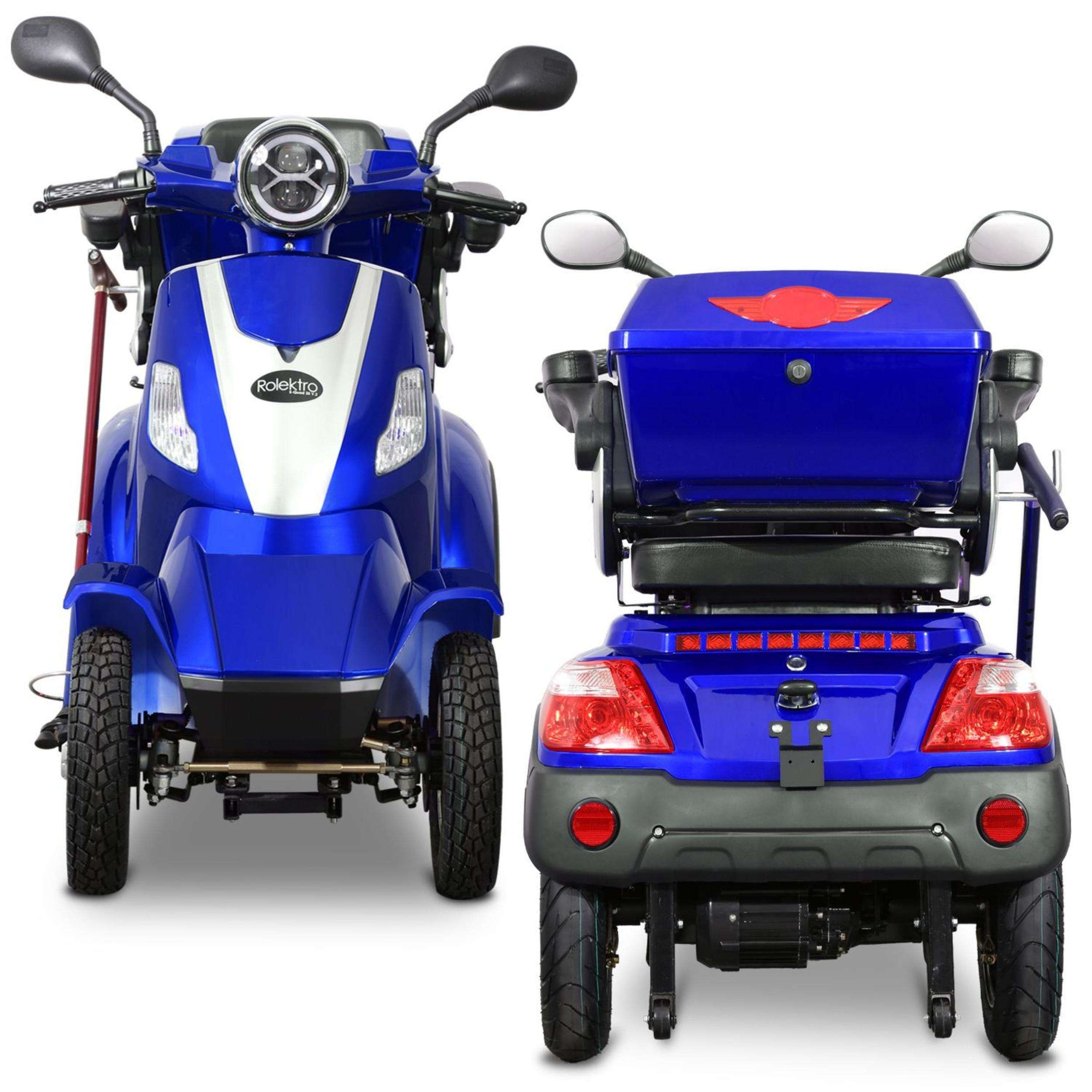 Best Qualitéet 150 kg Tragfuerwekapazitéit 4-Rueder Mobilitéits-Scooter E-Quad 25 V.2 mat Blei-Suurbatterie Blau