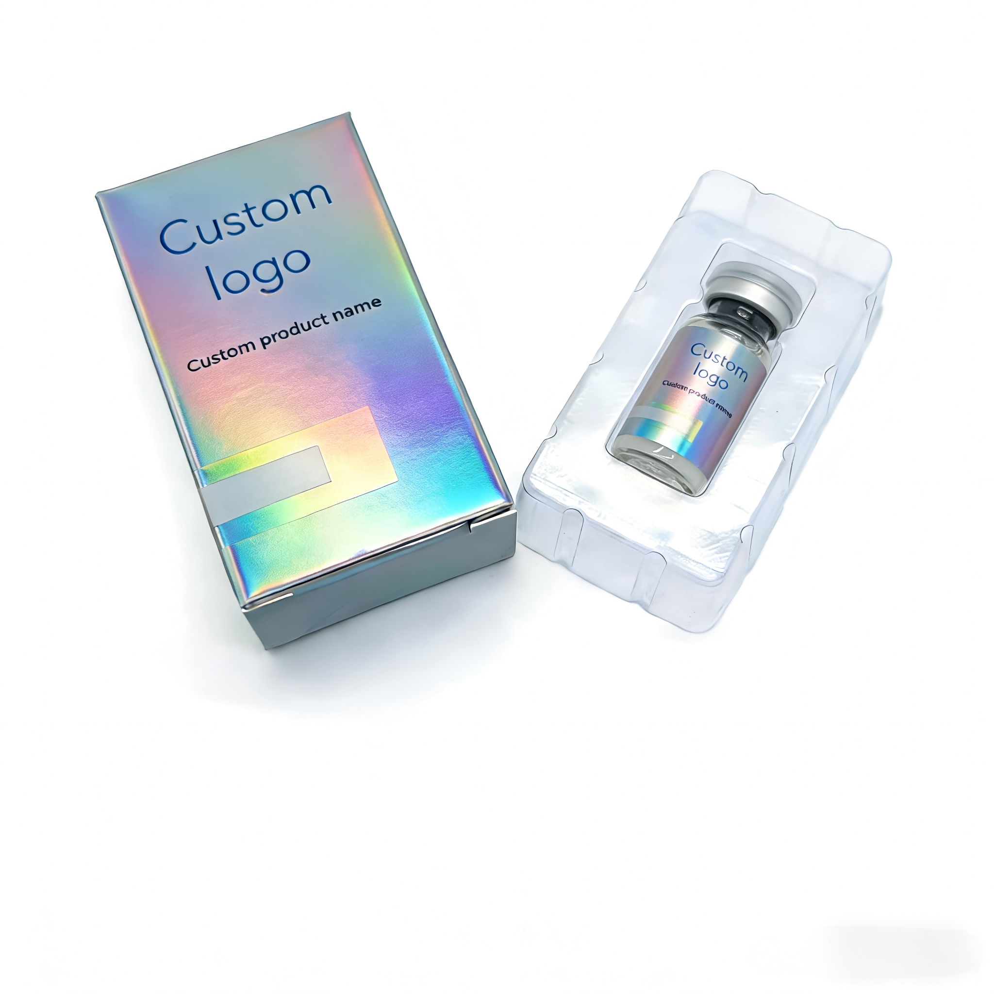 Custom Holographic Peptide Vial Packaging 3ml Vial Box, Blister Tray & Label