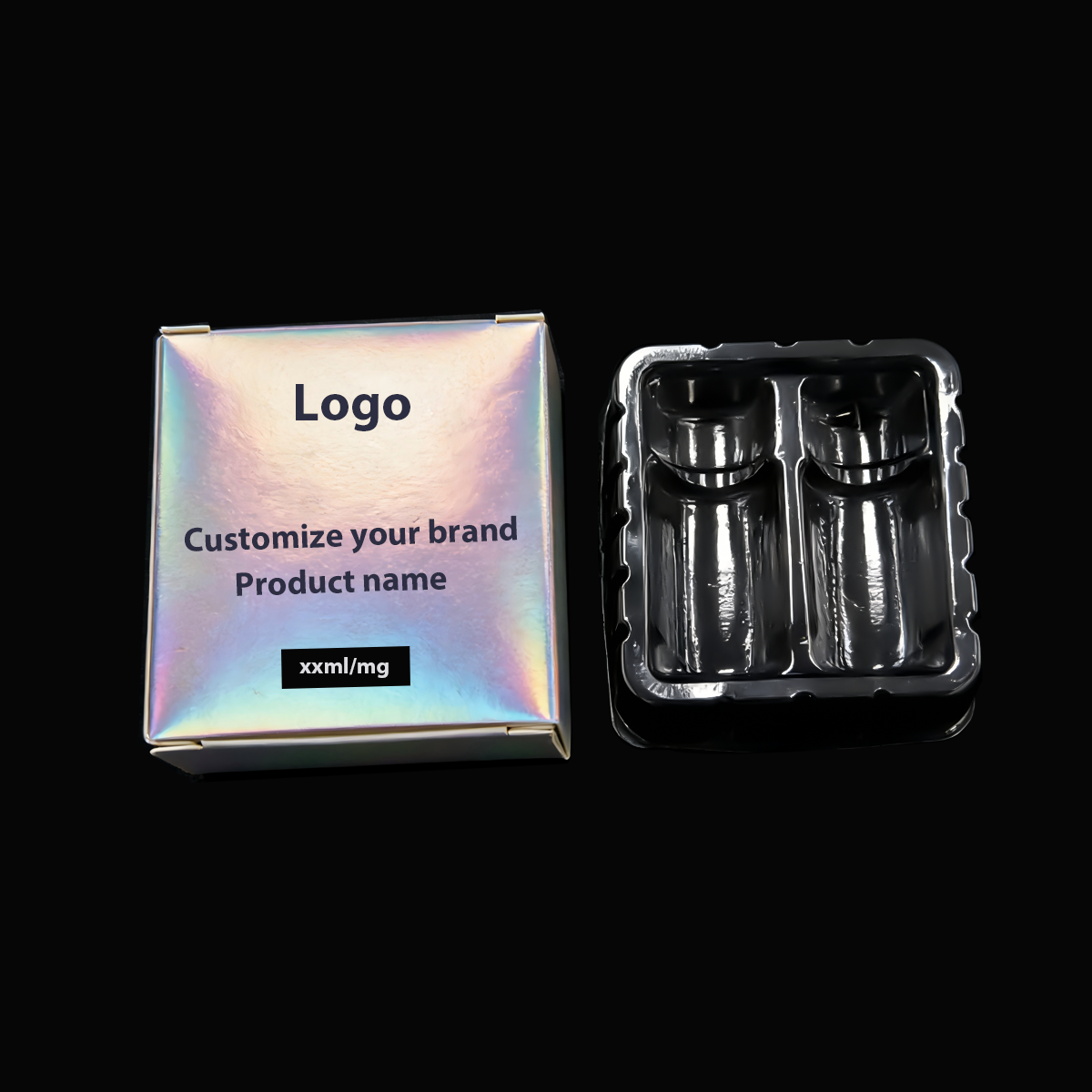 Dual Vial Peptide Kit Packaging | Premium Holographic Square Box