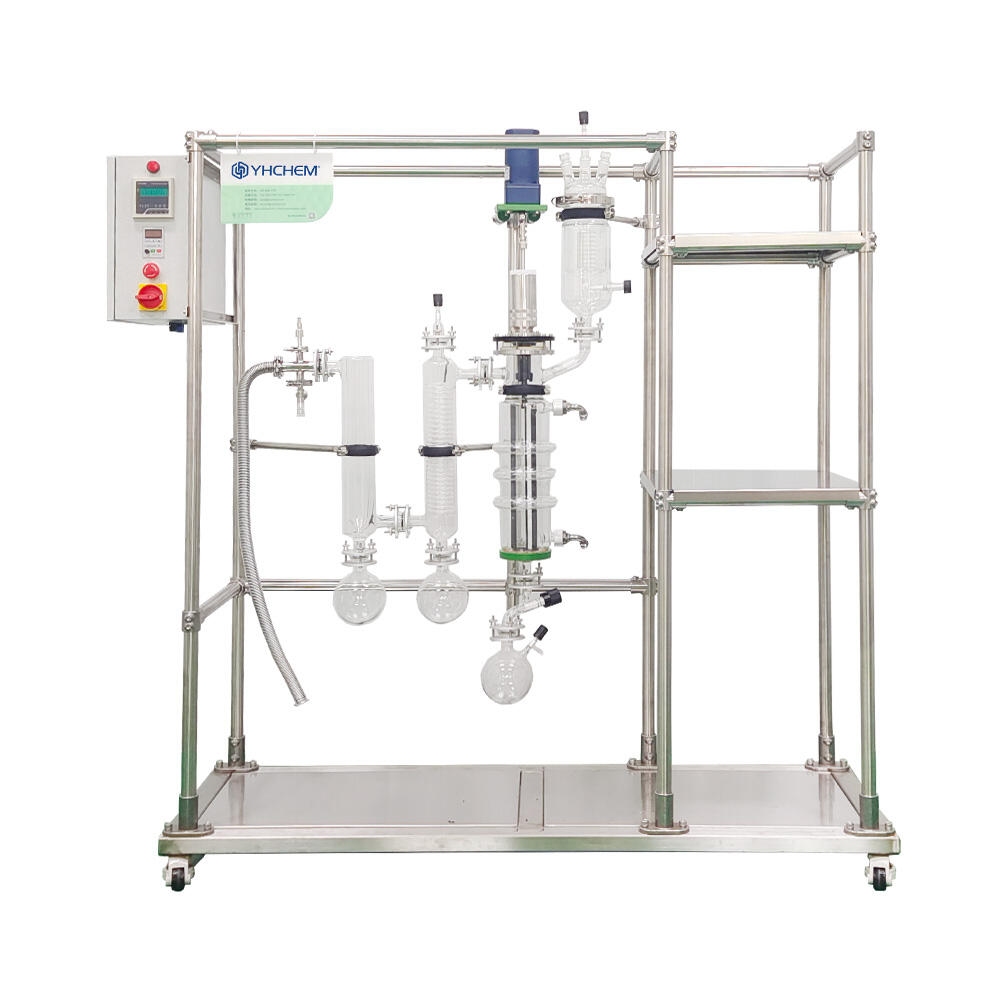 Sistema de destilación de película fina de vidrio YWF-80 Área de evaporación: 0.1 ㎡ Capacidad de procesamiento: 0.05~3L/h