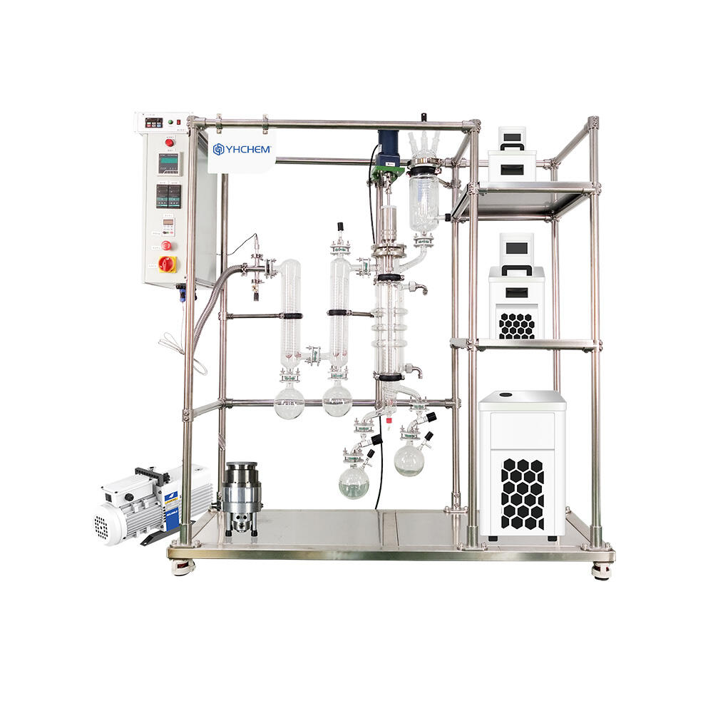 Destilación molecular de vidrio YMD-80 Área evaporada: 0.1 ㎡ Capacidad de tratamiento: 0.05~3L/h