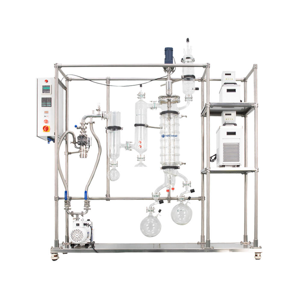 YMD-150 Szklana destylacja molekularna Powierzchnia odparowania: 0.25 ㎡ Wydajność oczyszczania: 0.2 ~ 10 L/h