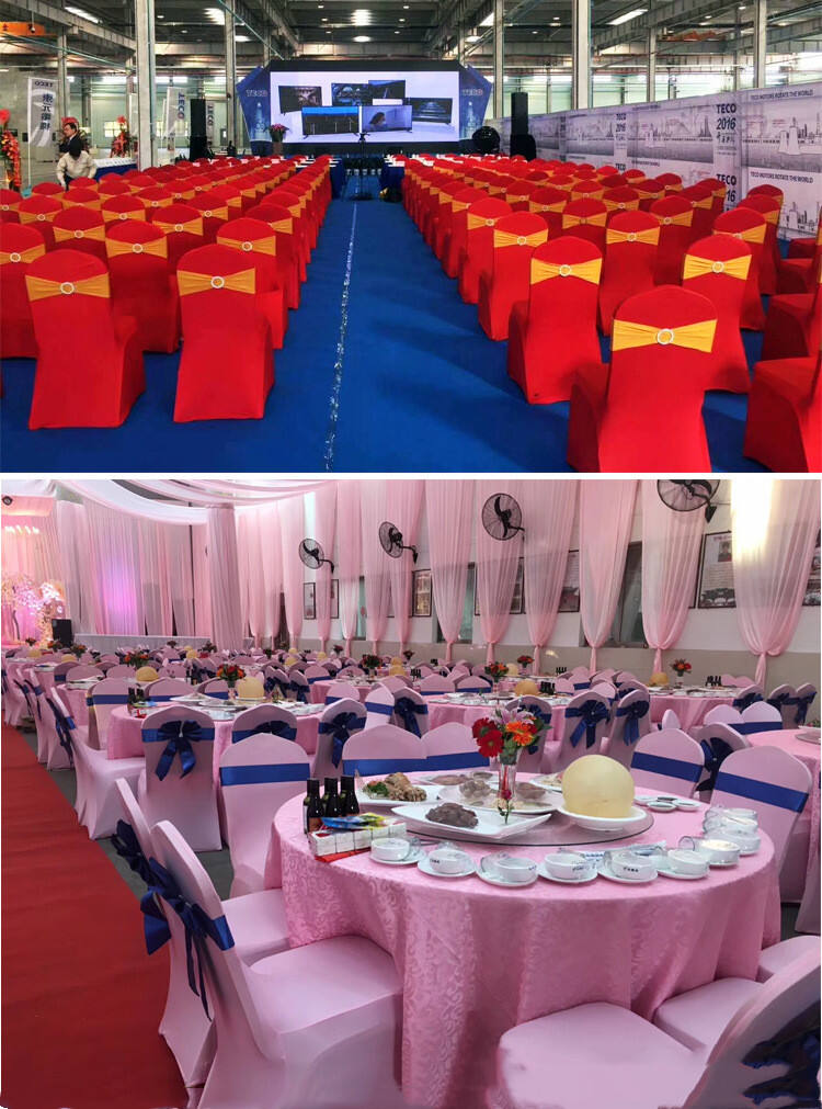 Factory black plastic banquet chair cover spandex seat covers for dining room manufacture