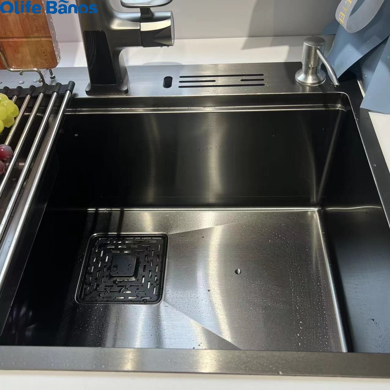 2023 Hot Sale Single Bowl 304 Stainless Steel  Kitchen Sinks  With  Knife Holder Wood Board Holder manufacture