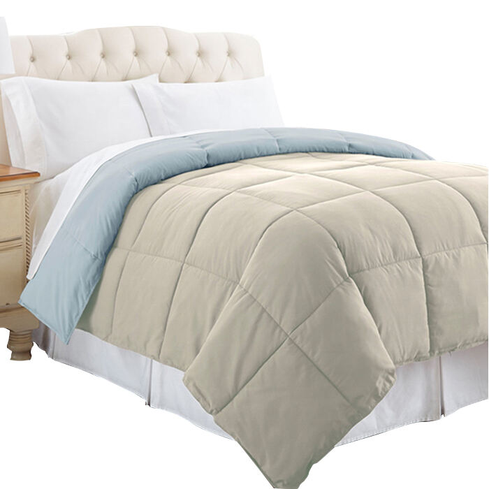 Quilted polyester reversible quilt microfiber filled duvet / comforter