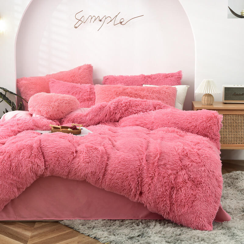 Luxury Velvet Plush Shaggy Ultra Soft Crystal Velvet Duvet Cover fluffy bed sets Fluffy comforter bedding set factory