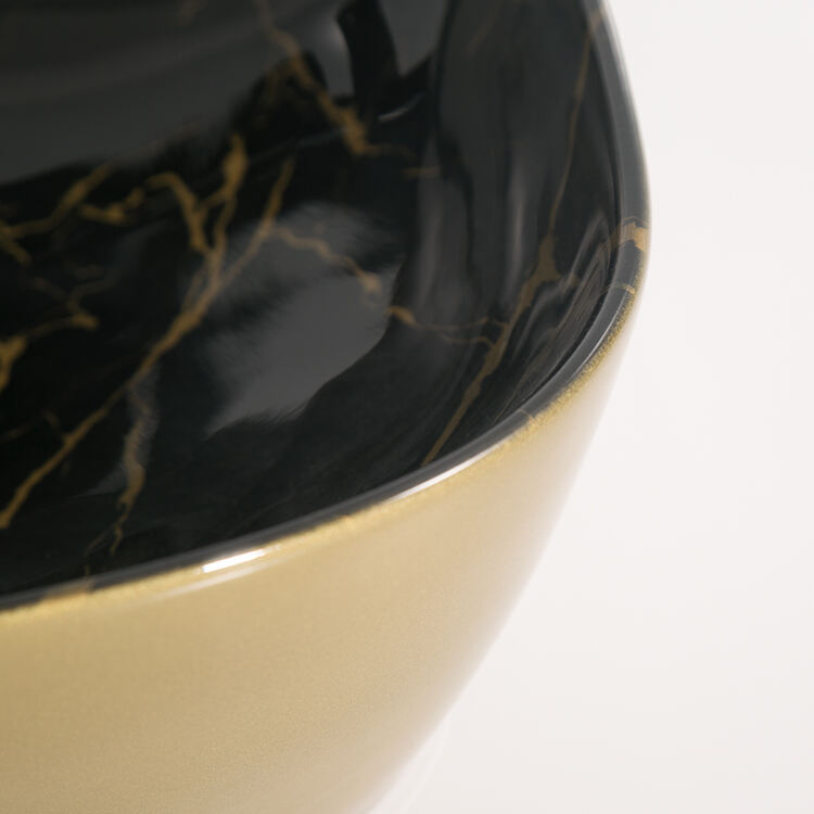 sanityware natural black gold marble luxury golden color bathroom wash sink handmade wash basin factory