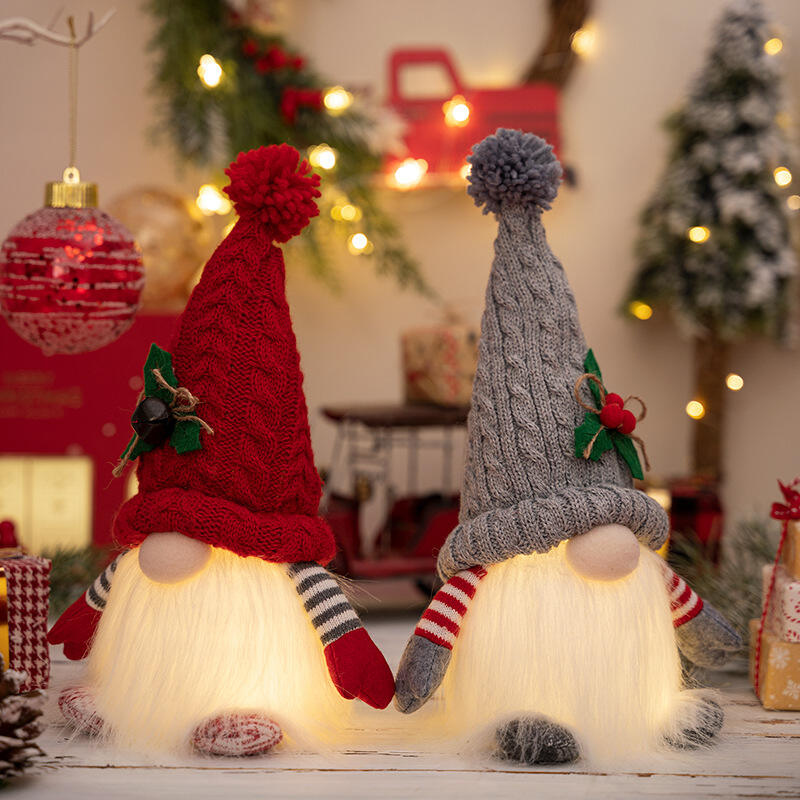 Christmas Gnome Light Plush Gnomes Gonk With Lights Desktop Ornaments details