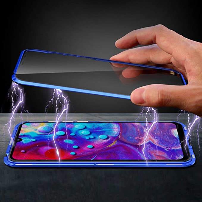 Good Quality 360 degree absorption Phone Cover Double Sided Magnetic Metal Adsorption Glass Case For Samsung supplier