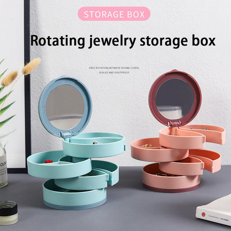 Desktop four layers 360 degree rotating jewelry box Bedroom storage box cosmetics box