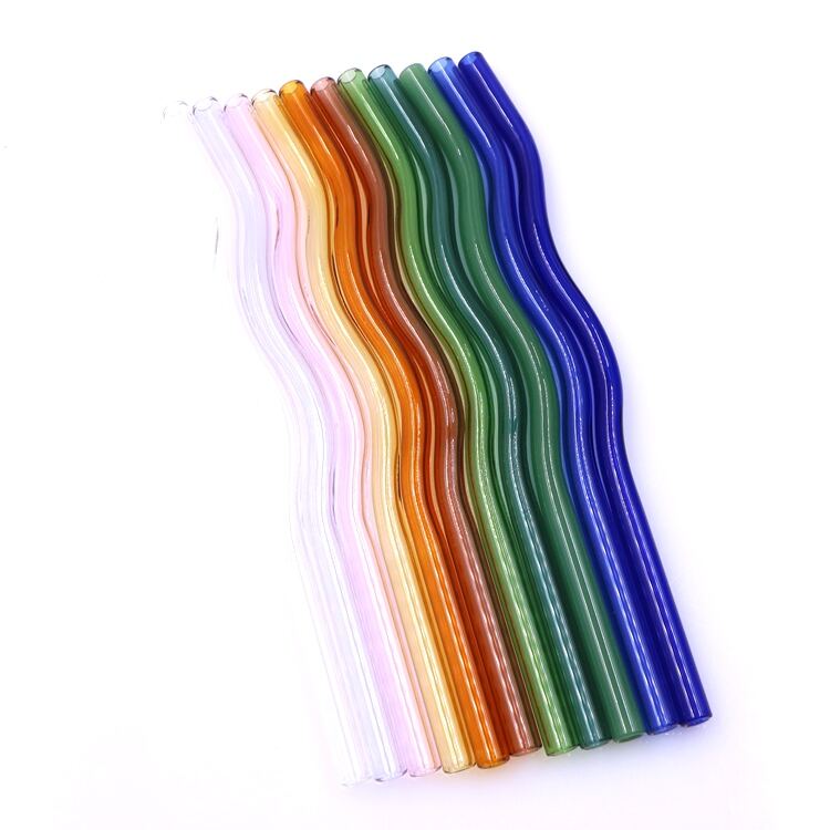 10mm Eco Friendly Reusable Borosilicate Straight Curved Bent Glass Drinking Straw manufacture