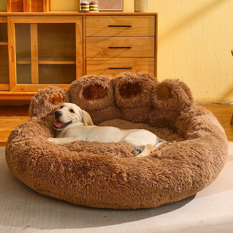 Aoyatex Factory Wholesale Luxury Pet Bed Soft Plush Dog House Pet Mat Round Warming Plush Pet Beds details