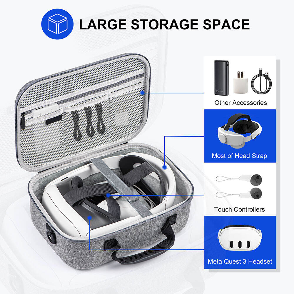 Étui Eva Transporter Mousse Portable Pour Accessoires de Casque Vr Oculus Meta Quest 3 Sangle Station de Charge Batterie  