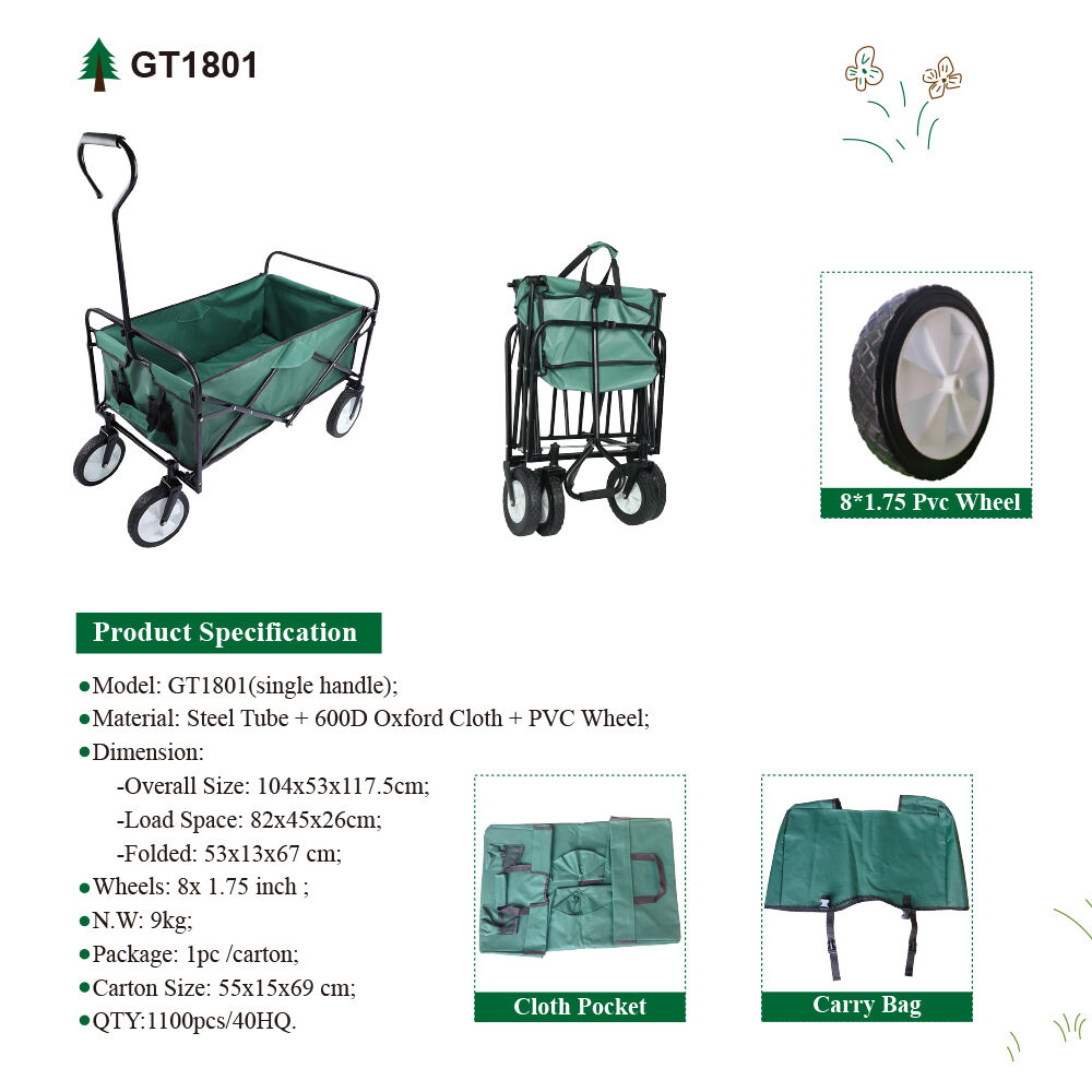 Chariot pliant GT1801, chariot de camping pliable, pour fournisseur d'extérieur