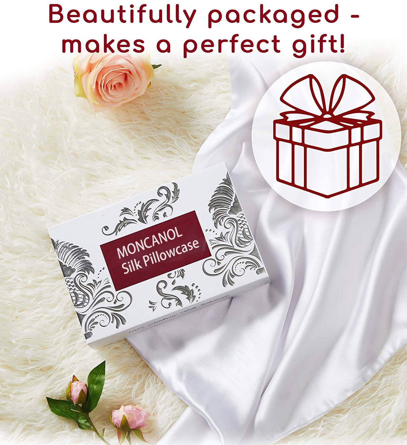 100% Satin Polyester Pillow Case Gift Box For Silk Pillowcase 19mm Silk Pure Pillowcase details