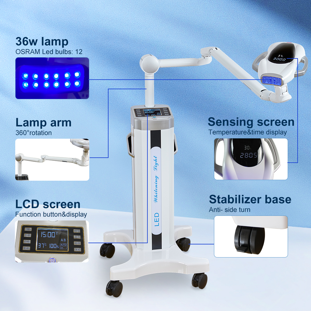 New Dental 60W 12 pcs LED Bleaching Lights Portable Laser Lamp Teeth Whitening Machine factory