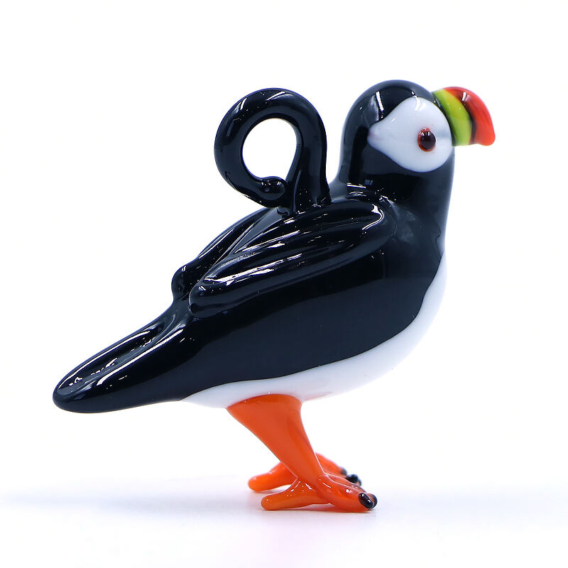 High Quality Handmade Murano Animal Glass Bird Puffin Figurine Ornament supplier