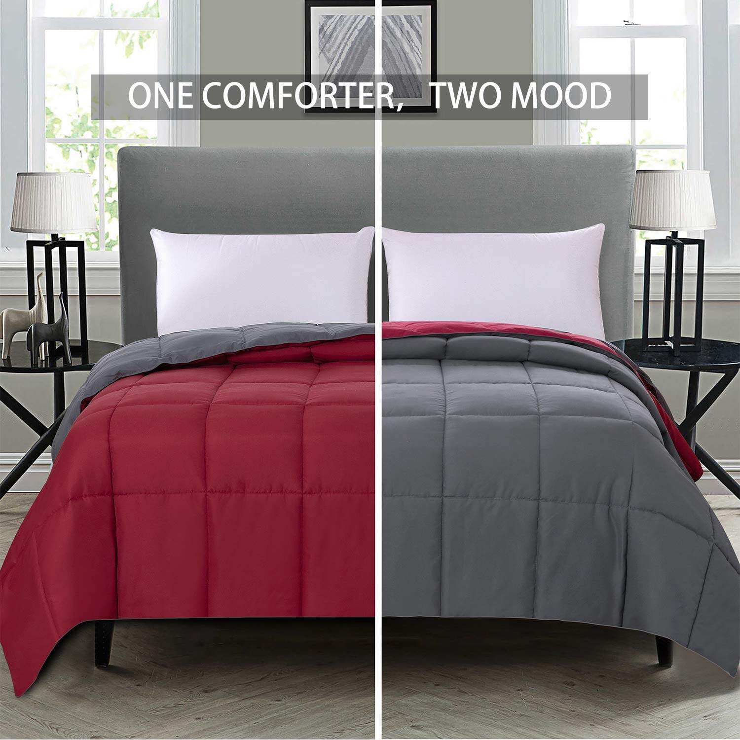 Oeko-Tex and BSCI Cheap All Seasons Anti Mite Solid Bedding Reversible Down Alternative Comforter For Adult manufacture