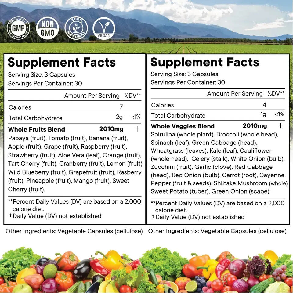 Private Label Fruits And Veggies Supplement Capsules With Vitamins And Minerals Supports Energy supplier
