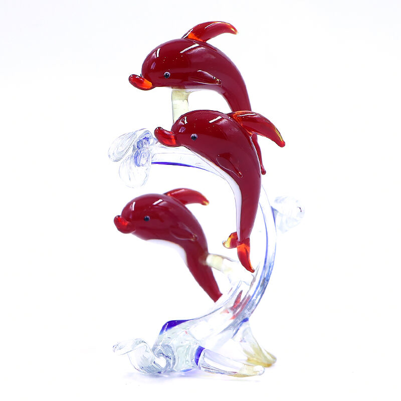 Factory OEM ODE Miniature Animals Murano Glass Dolphin Figurines for Household decoration factory