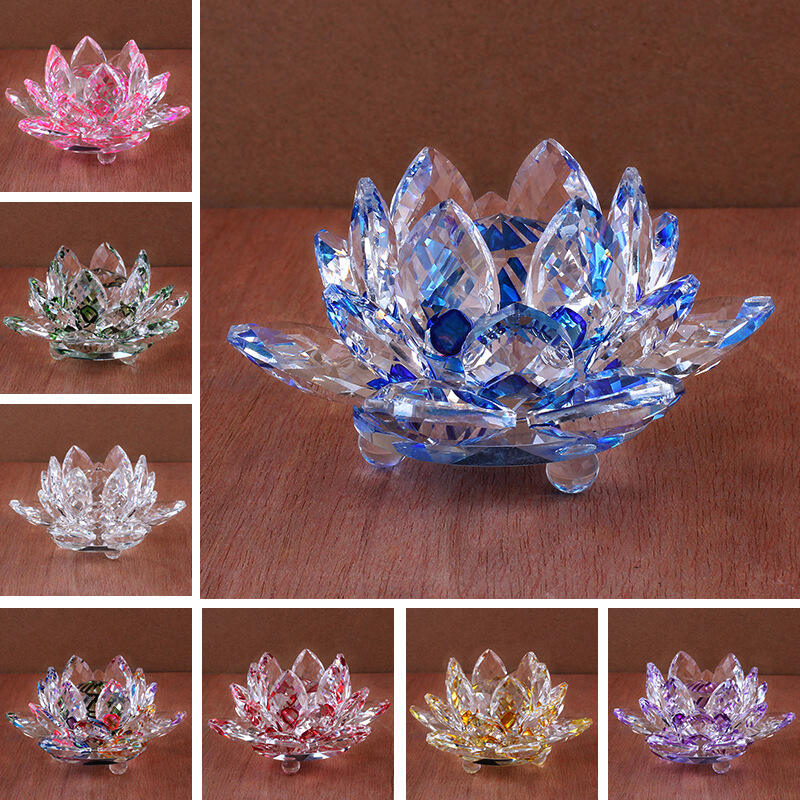 Wholesale Buddha Supplies Crystal Glass Crafts K9 Crystal Lotus Fengshui Crystal Flower details