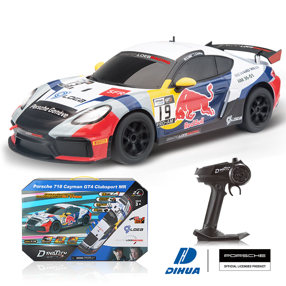 DYNATECH - Official Licensed Car Scale 1:14 Full Function 2.4Ghz RC Porsche 718 Cayman GT4 Clubsport MR Remote Racing Car
