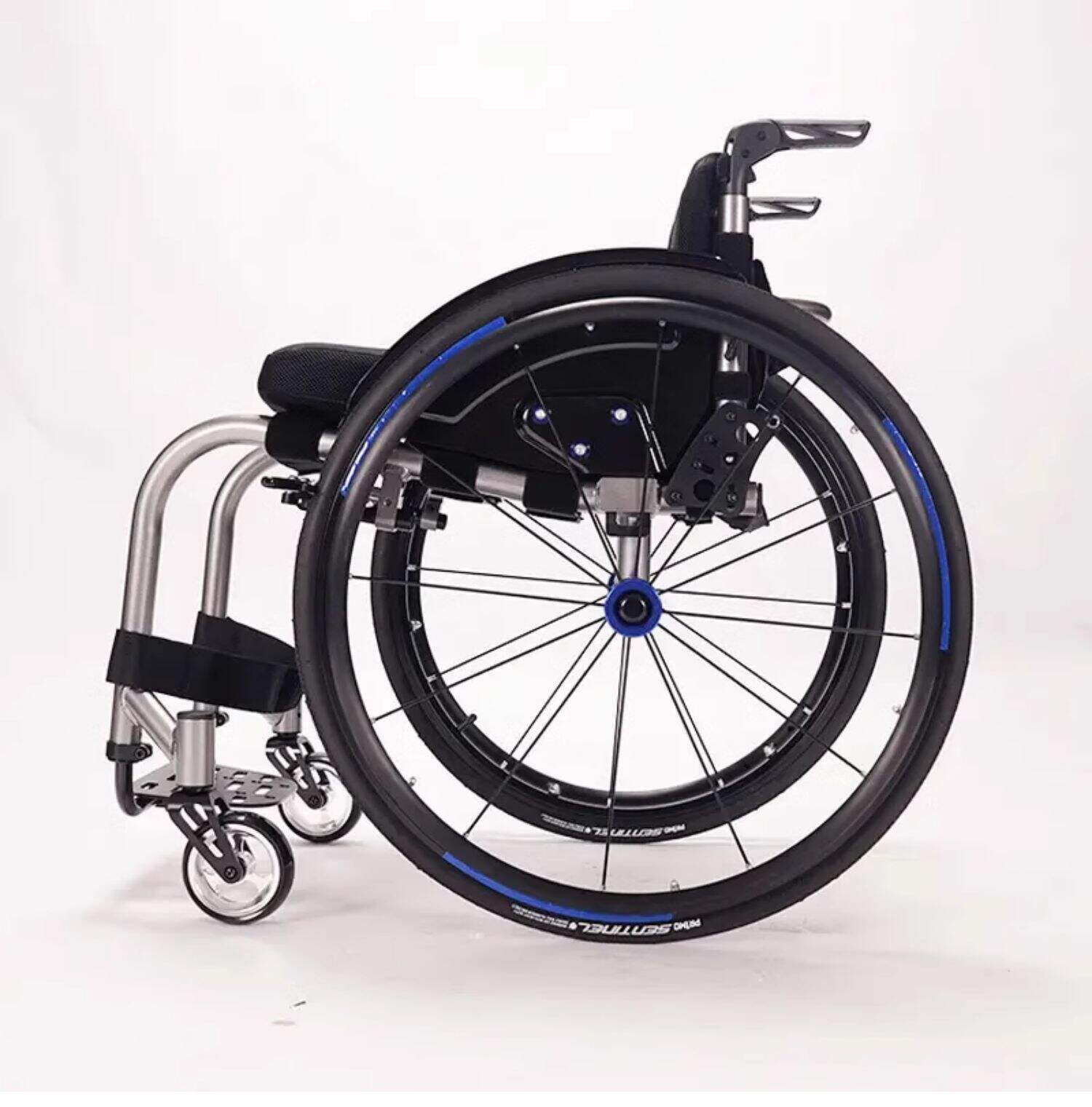 19.6kg aluminium alloy wheelchair Sport wheelchair backrest  push handle foldable big wheels and side guard detachable-BZ-ZJ01 details