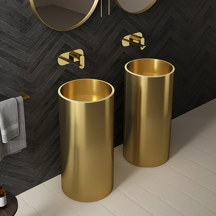 Luxury Stainless Steel Decorative Designer Bathroom Sink Golden Hand Wash Art Basins Bowls 304 Pedestal Sinks details